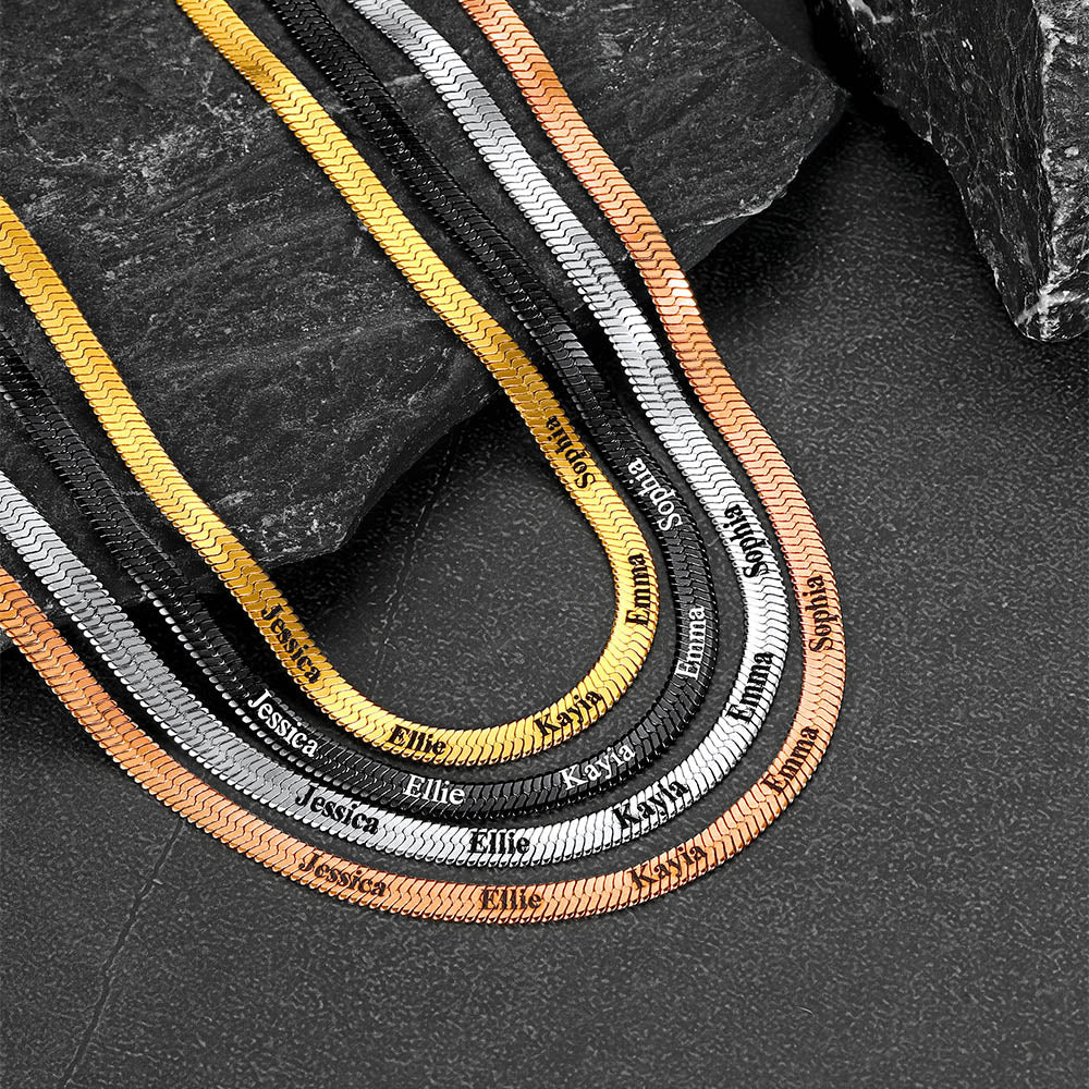 All four colors of name choker necklace displayed