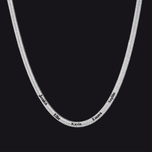 Silver custom name necklace with 5 names, memory keepsakeimg