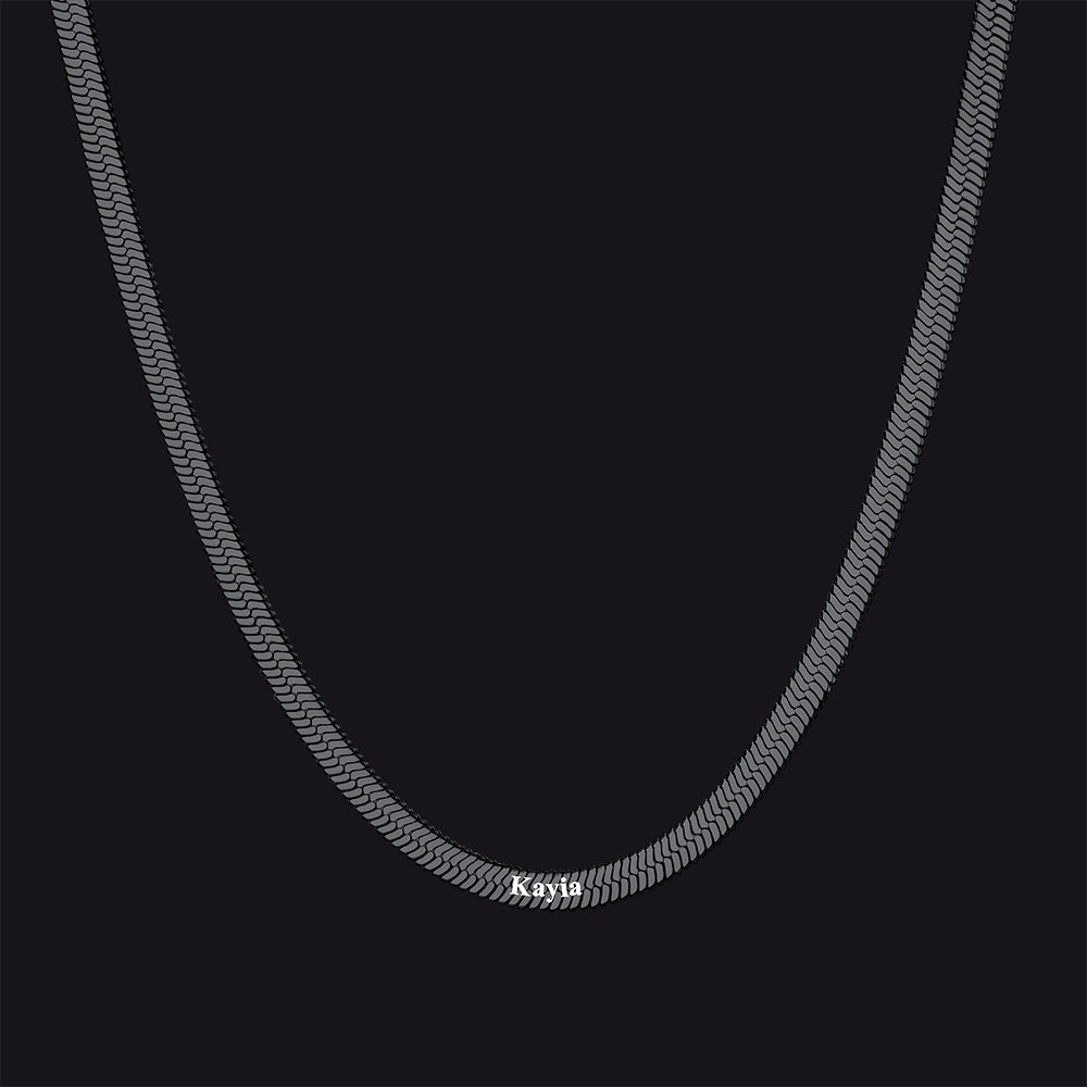Black snake chain choker with 1 engraved name, stainless steel necklace