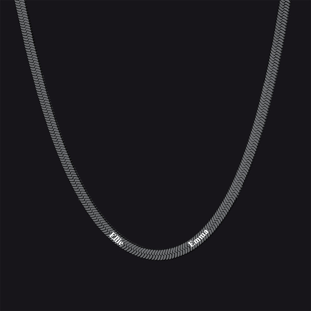 Black engraved choker with 2 name customization, bold style for men/women