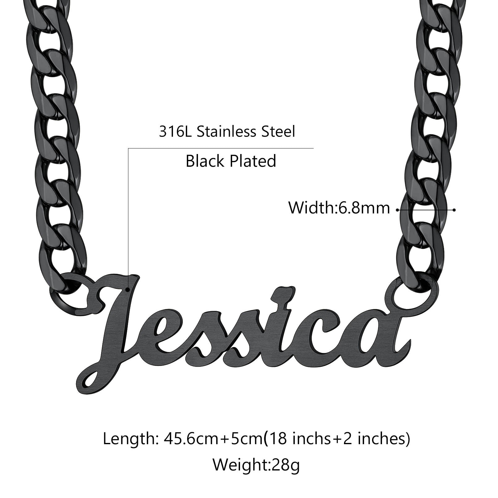 Custom Nameplate Choker Chain Size