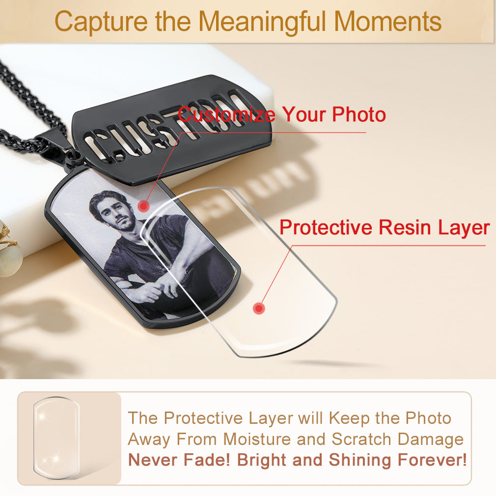 Customized Name Photo Dog Tag Memorial Necklace With Picture FaithHeart