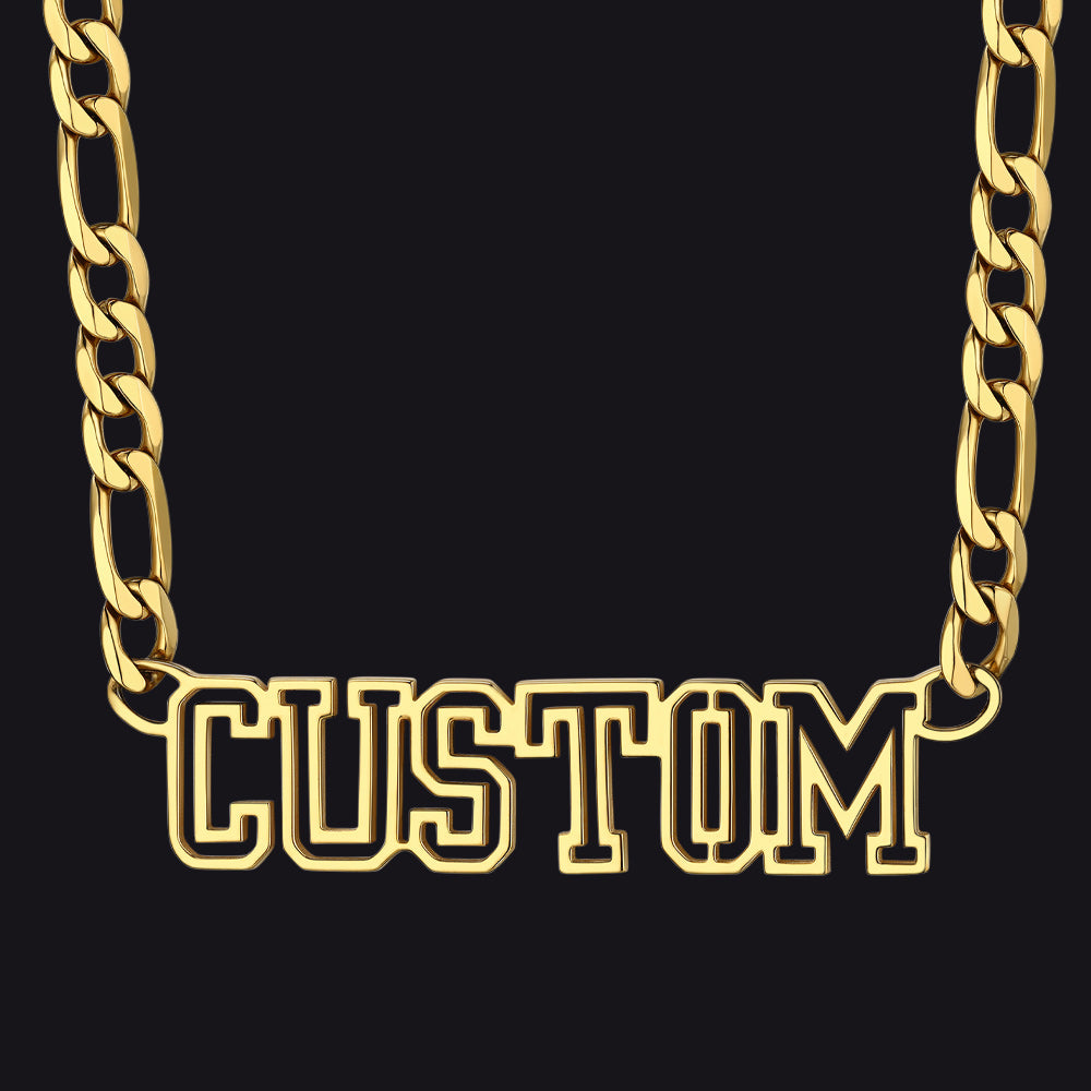 Gold personalized nameplate necklace for men