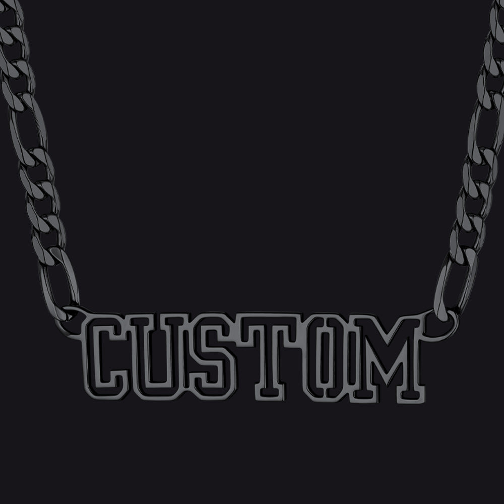Black nameplate chain necklace for women