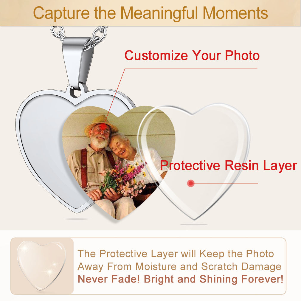 Customized Heart Photo Fingerprint Necklace for Women FaithHeart Jewelry