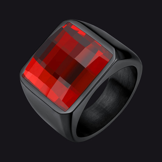 Custom Gemstone Signet Band Ring for Menimg