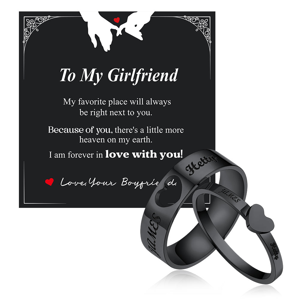 Personalized His and Hers Matching Promise Rings for Couple with gift card