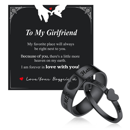 Personalized His and Hers Matching Promise Rings for Couple with gift cardimg