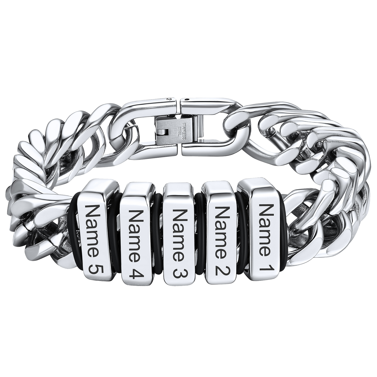 FaithHeart Family 5 Name Link Bracelet with Engrave Beads FaithHeart