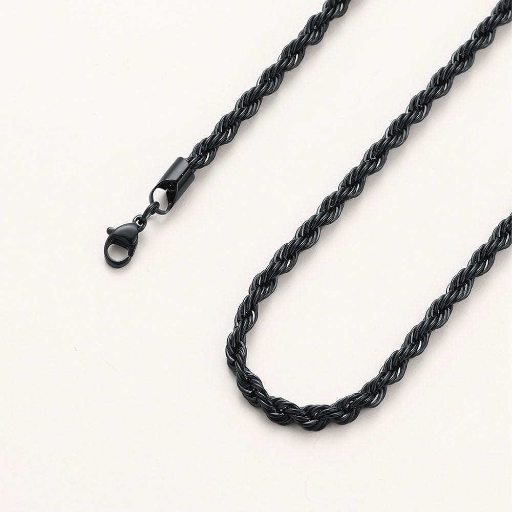 Minimalist 3mm twisted rope link chain necklace set