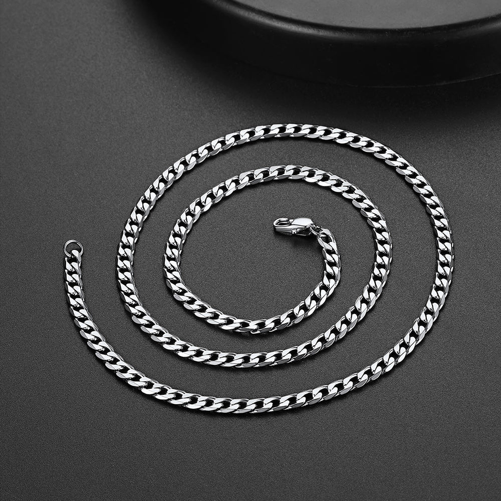 4mm Cuban link curb chain necklace close-up for men