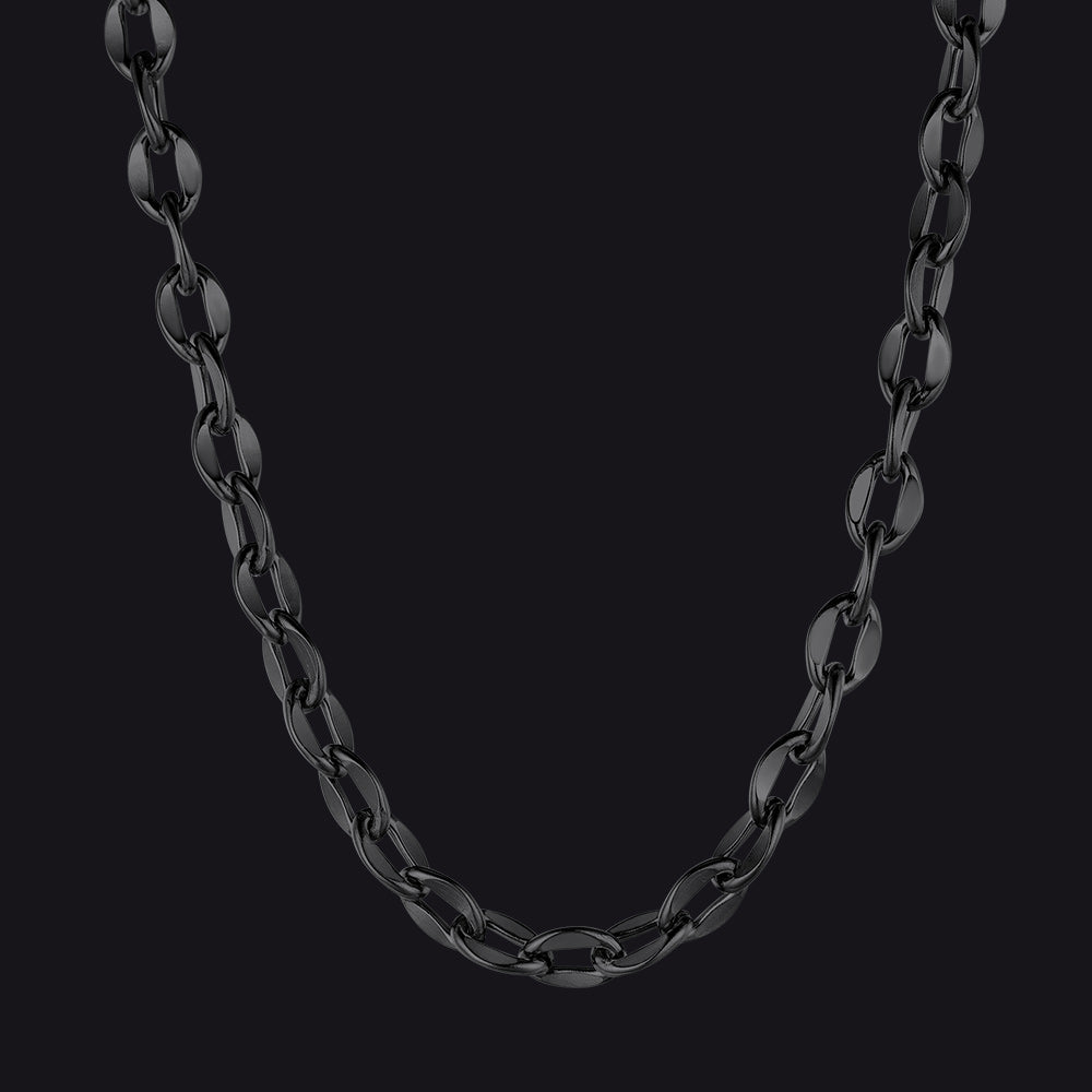 9mm Width Stainless Steel Twisted Rolo Link Chain Necklace