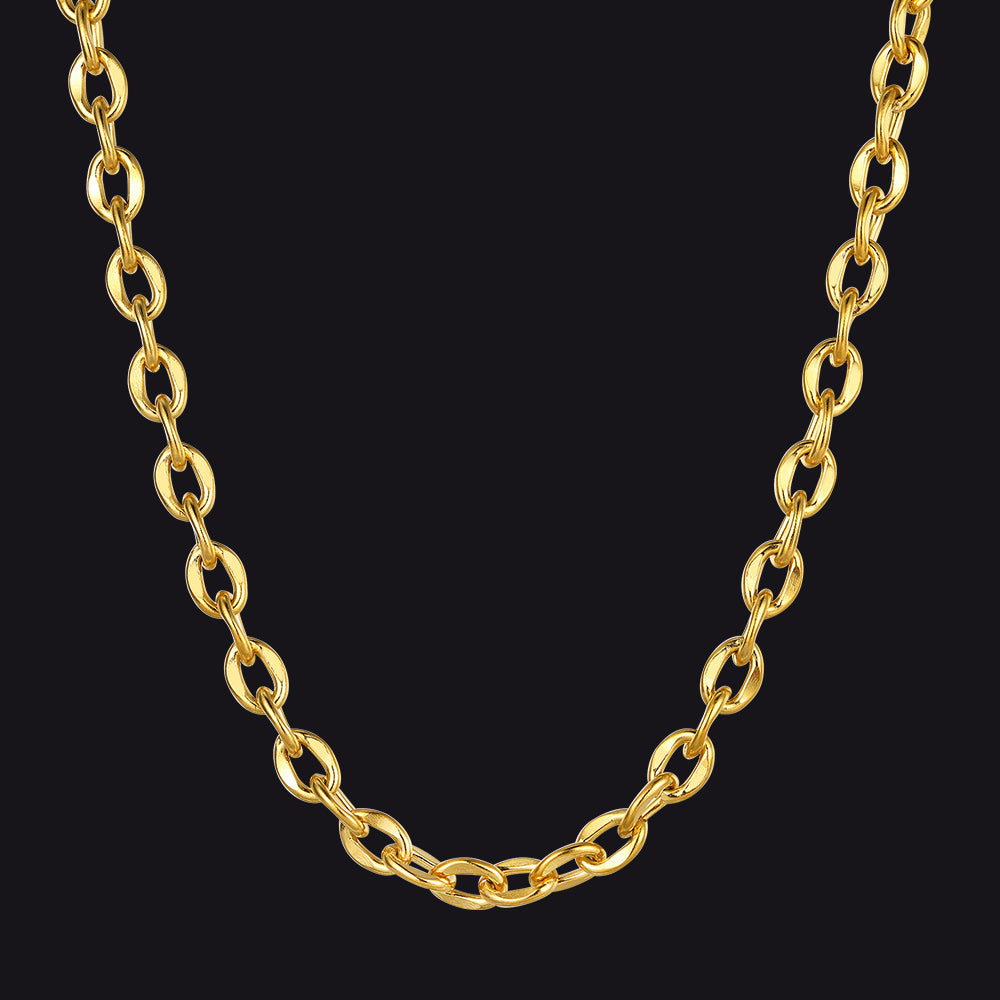 6mm Width Stainless Steel Twisted Rolo Link Chain Necklace