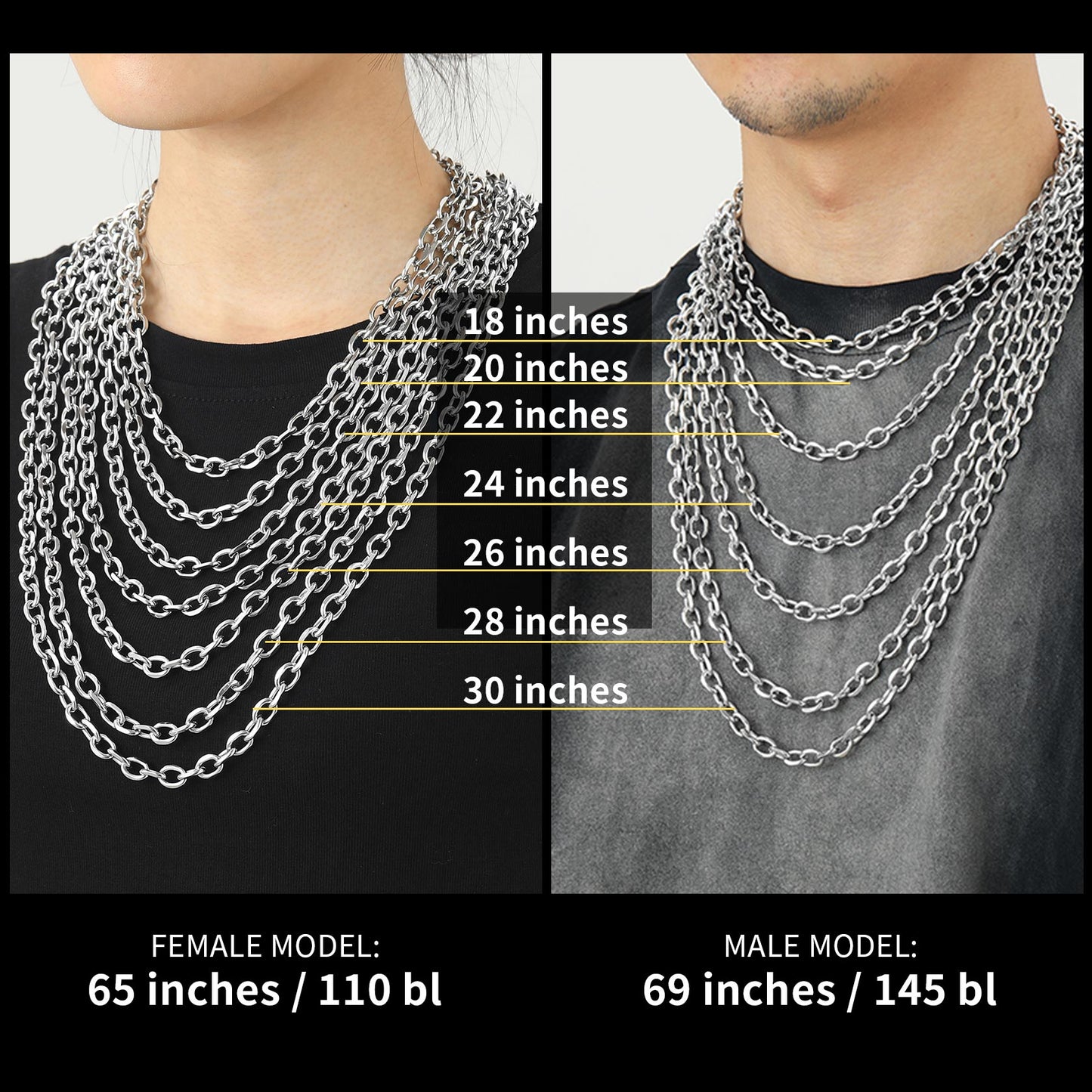 9MM Rolo Link Chain Necklace & Bracelet Set for Men