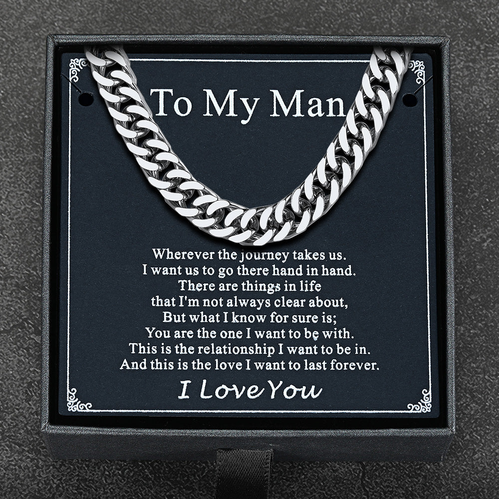 Barbed wire Cuban chain necklace in silver with ¡°To My Men¡± gift card in box