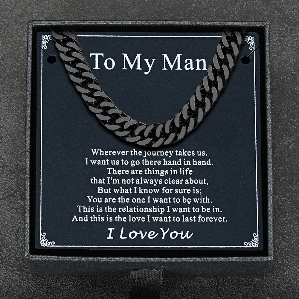 Matte black Cuban chain choker with barbed wire and ¡°To My Men¡± message card