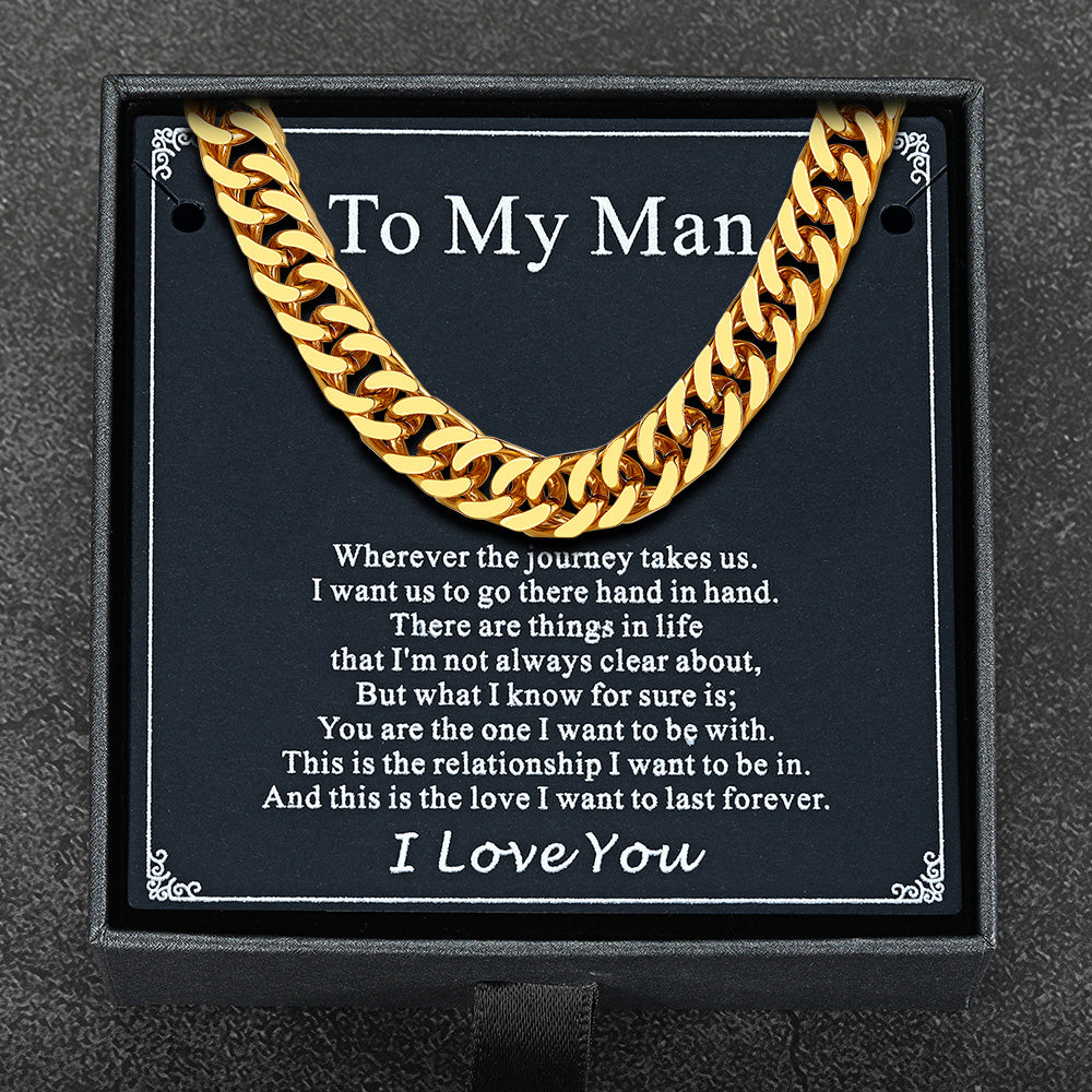 Gold-tone barbed wire Cuban link necklace paired with ¡°To My Men¡± greeting card in gift packaging