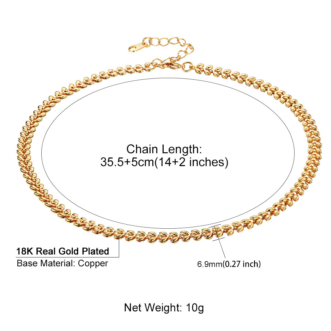 Flash Sale 14 inches Wheat Leaf Chain Choker Necklace