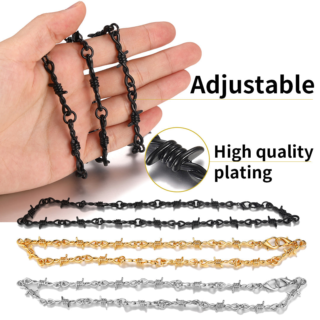 Gothic Thorn Barb Wire Chain Link Necklace Birthday Gift for Men FaithHeart Jewelry