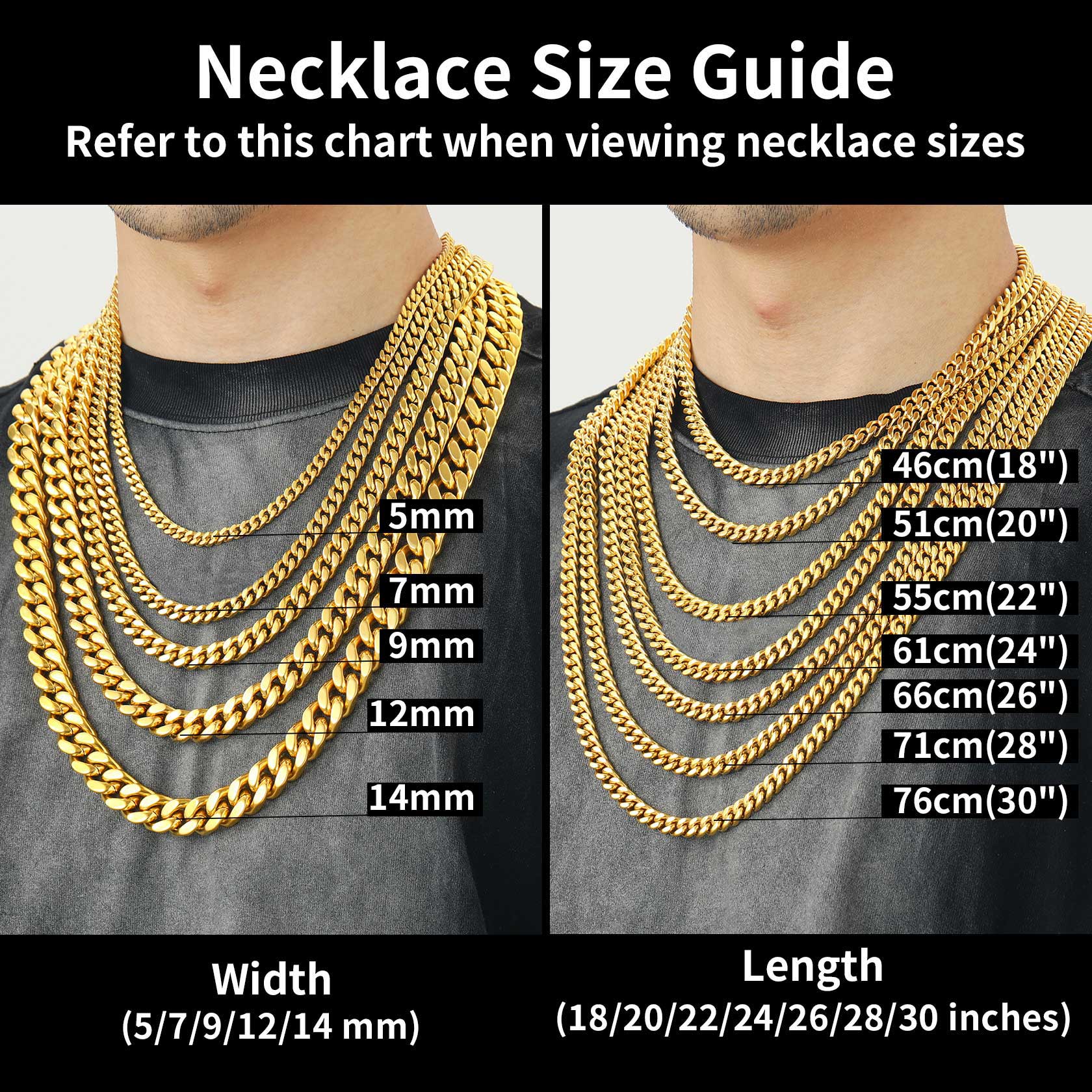 Cuban Chain Necklace Size Guide for Men