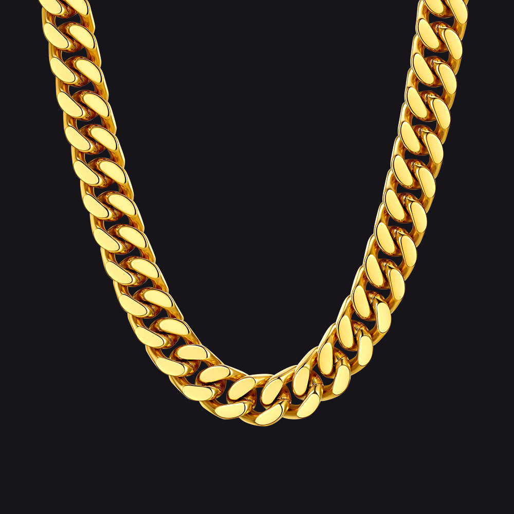 12mm/gold Chunky Cuban link chain choker necklace for women
