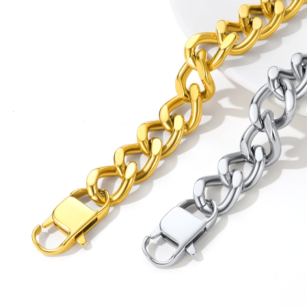 Gold and silver chain bracelets on a white background