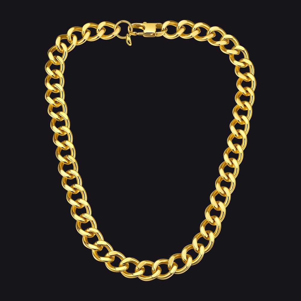 Chunky Cuban Link Chain Necklace – Gold 12MM Width
