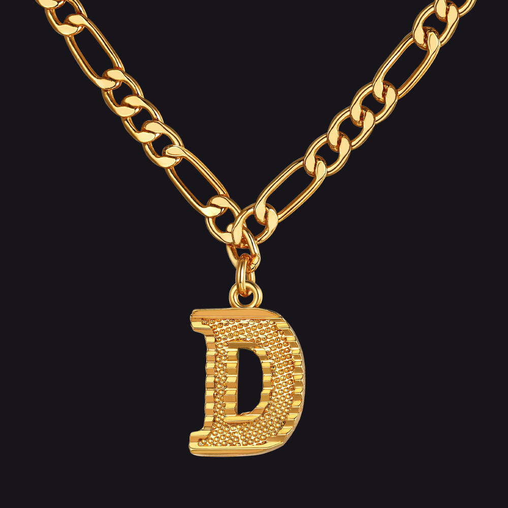 Initial D letter pendant Figaro chain choker necklace for men women