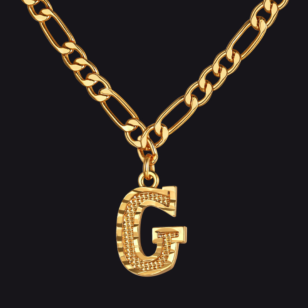 Initial G letter pendant Figaro chain choker necklace for men women