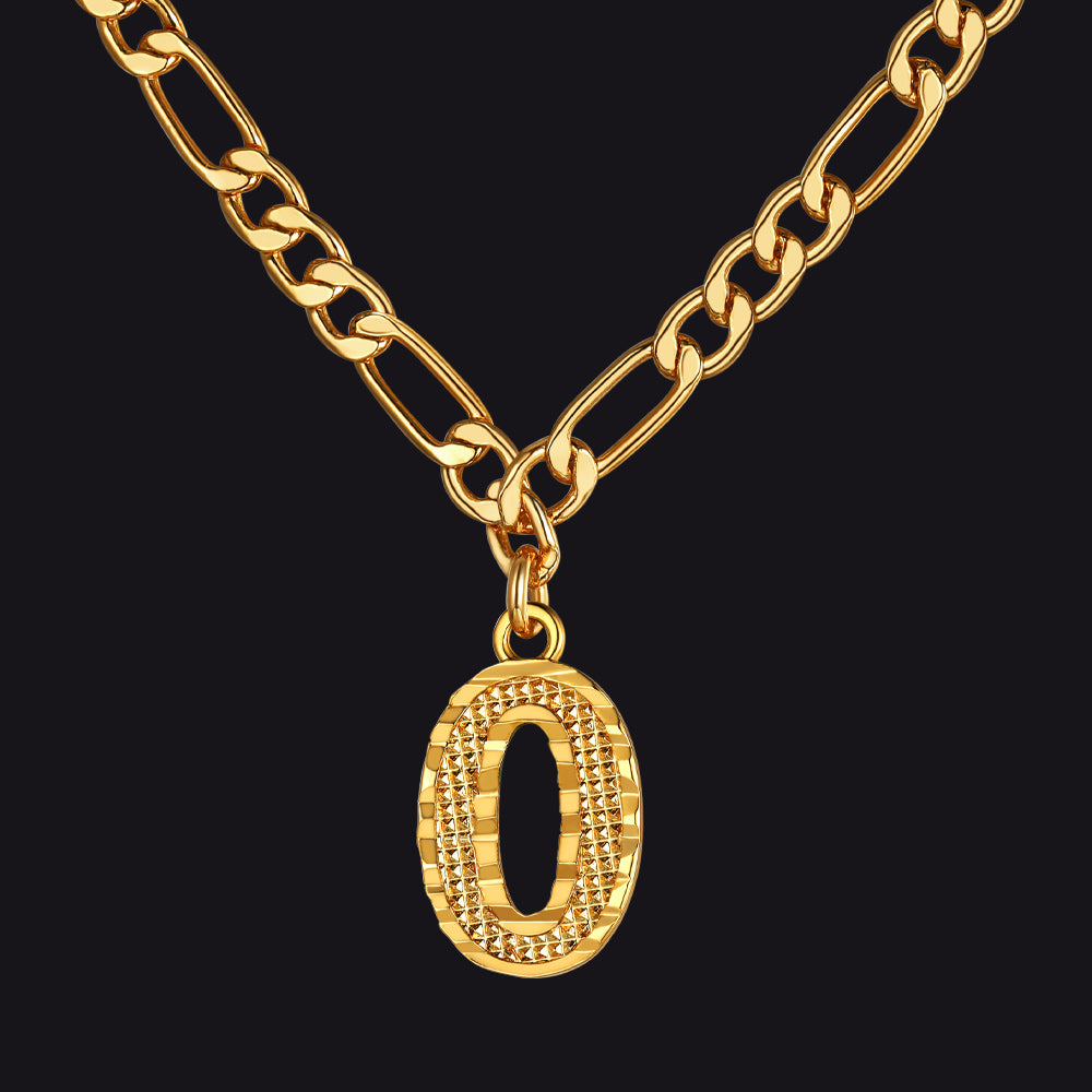 Initial O letter pendant Figaro chain choker necklace for men women
