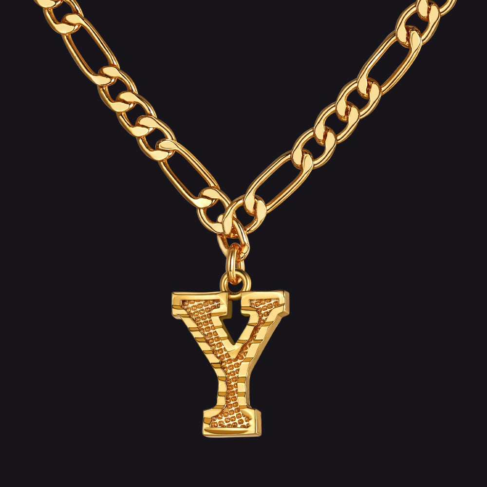 Initial Y letter pendant Figaro chain choker necklace for men women