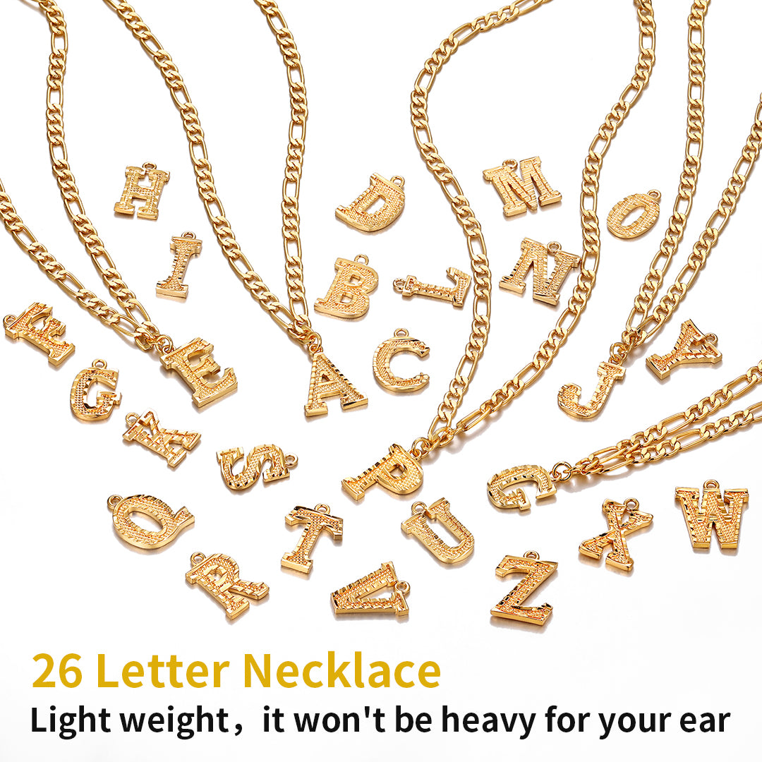 Complete alphabet A¨CZ pendant necklace set in gold