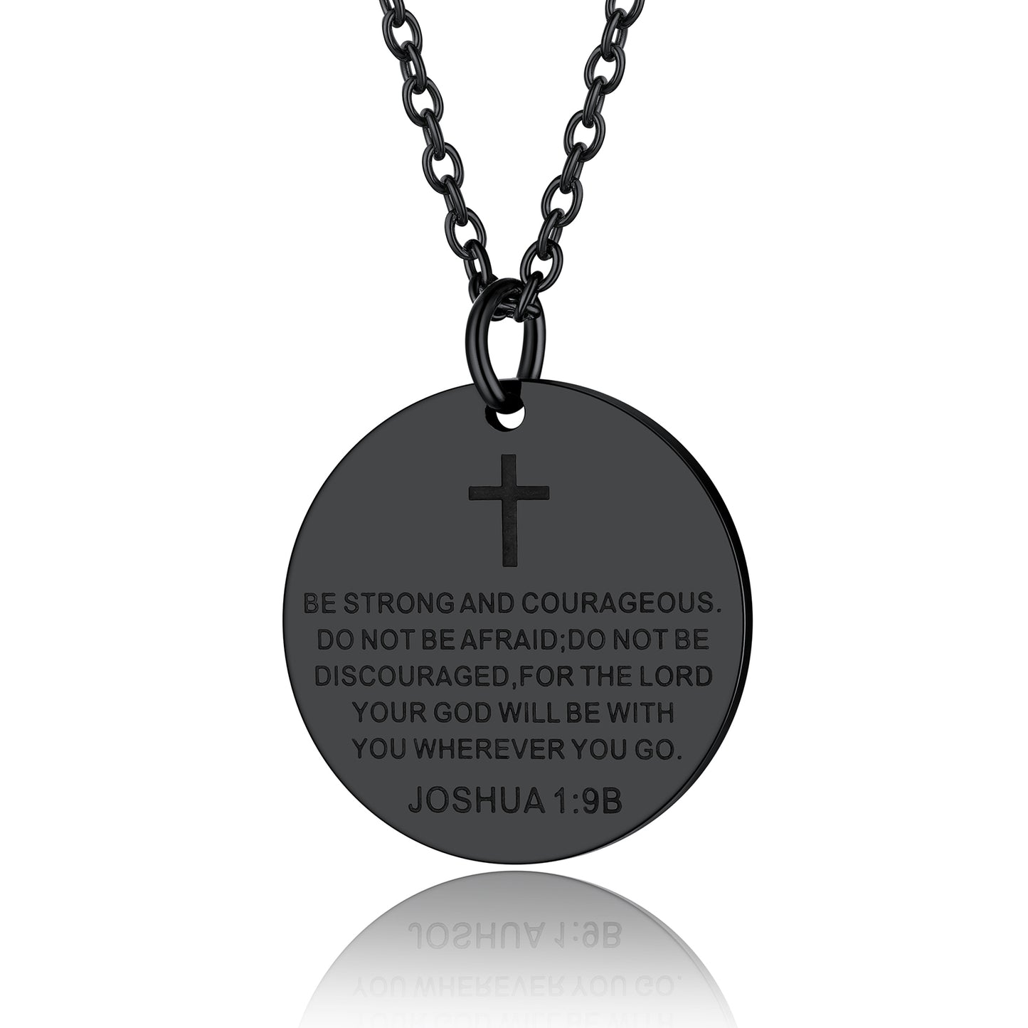 Christian Joshua 1:9 Cross Medal Necklace for Men