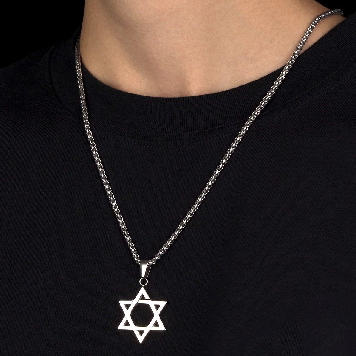 Silver Star of David necklace for men and women