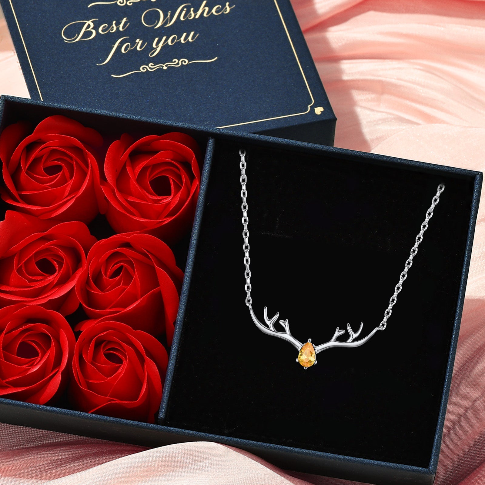 Birthstone Jewelry Featuring Antler Necklace
