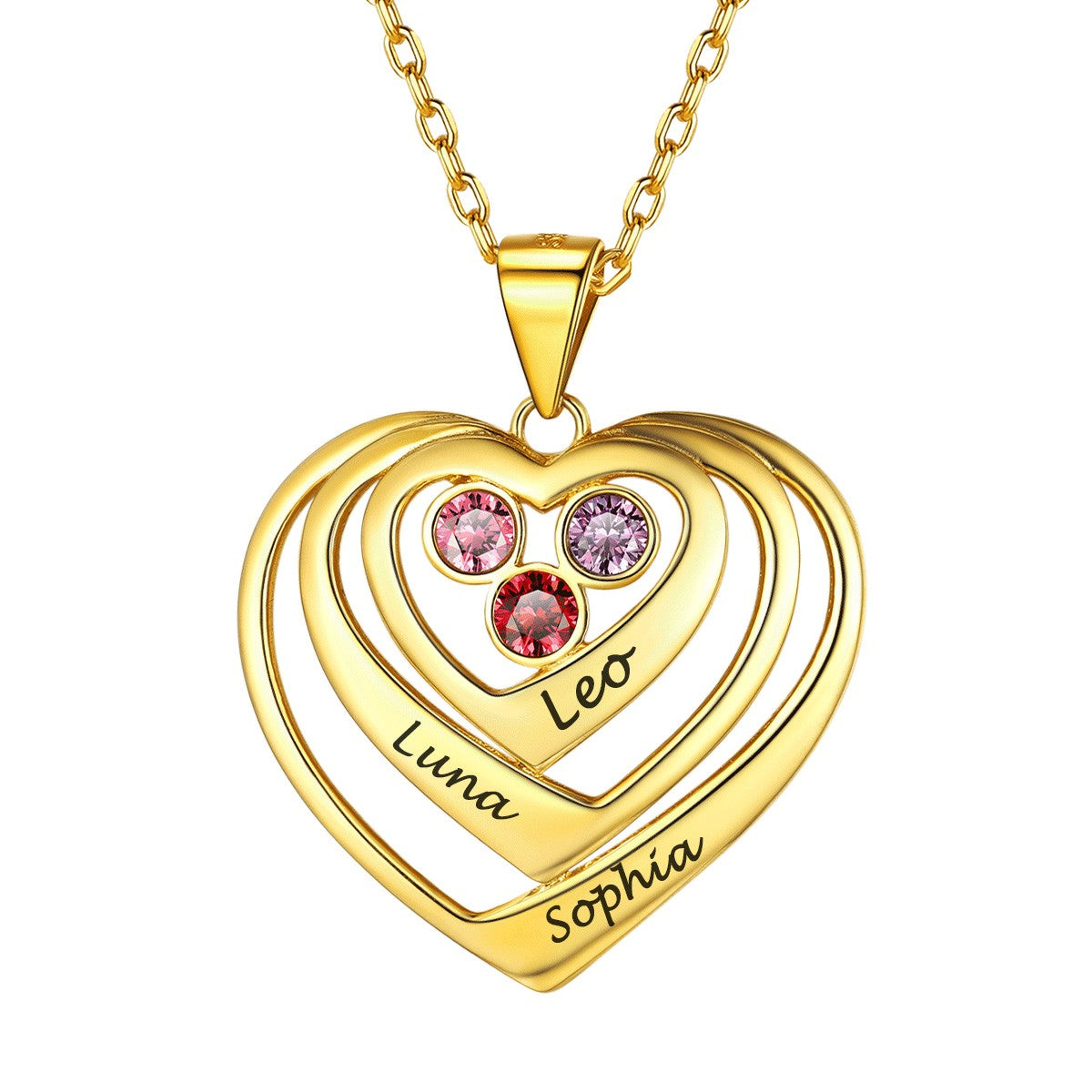 Personalized Sterling Silver Birthstone Heart Necklace FaithHeart Jewelry