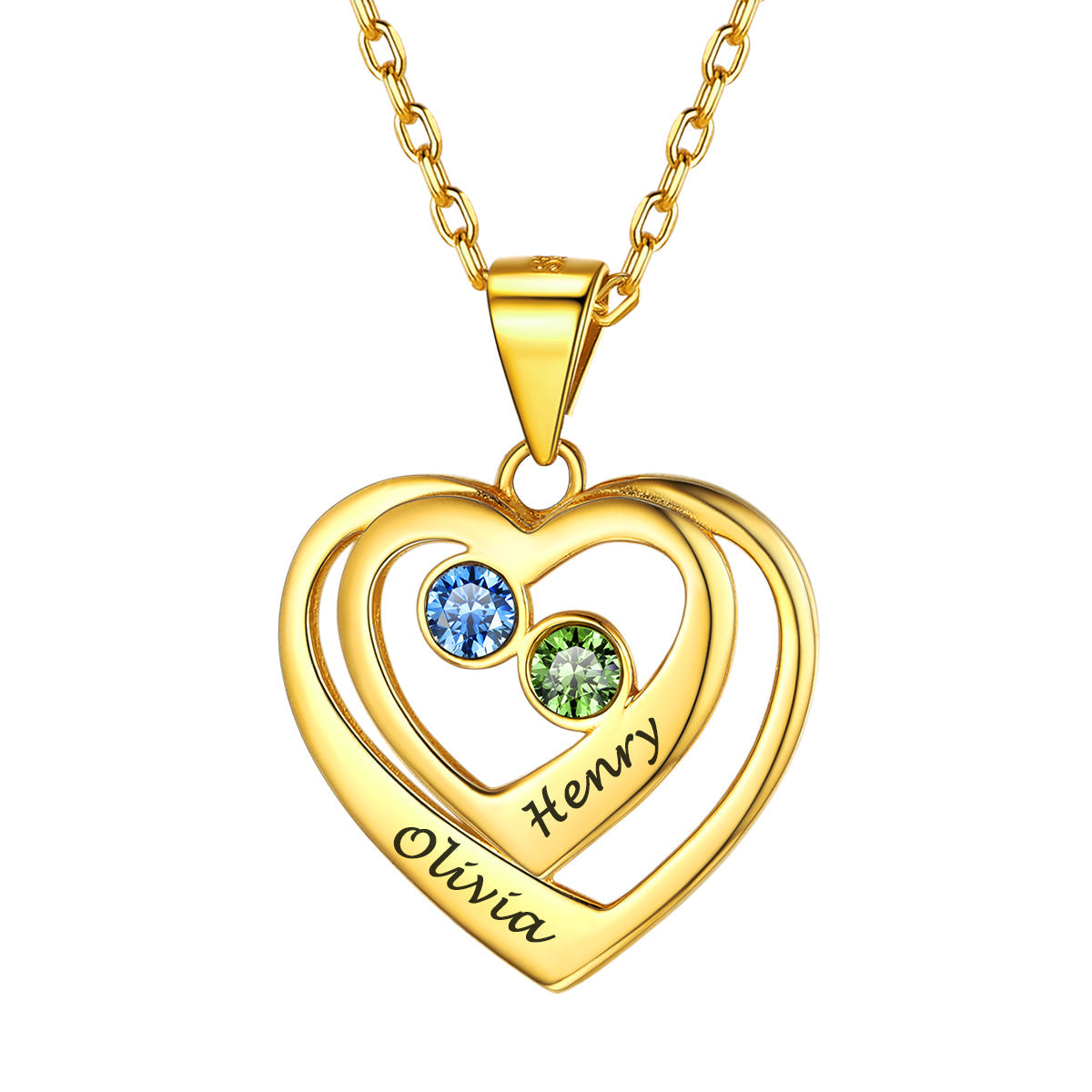 Personalized Sterling Silver Birthstone Heart Necklace FaithHeart Jewelry