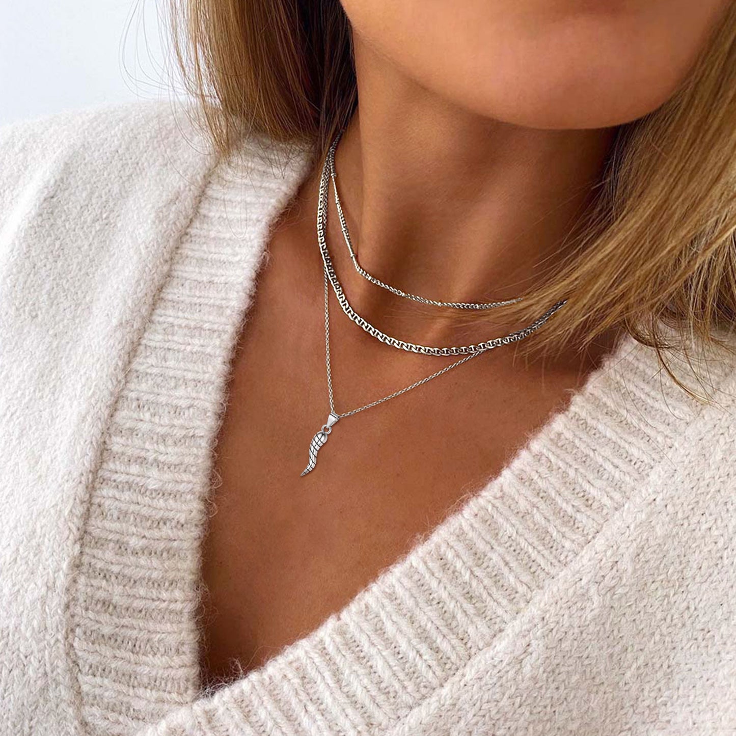 Flash Sale S925 Silver Italian Horn Necklace Cornicello Amulet Talisman