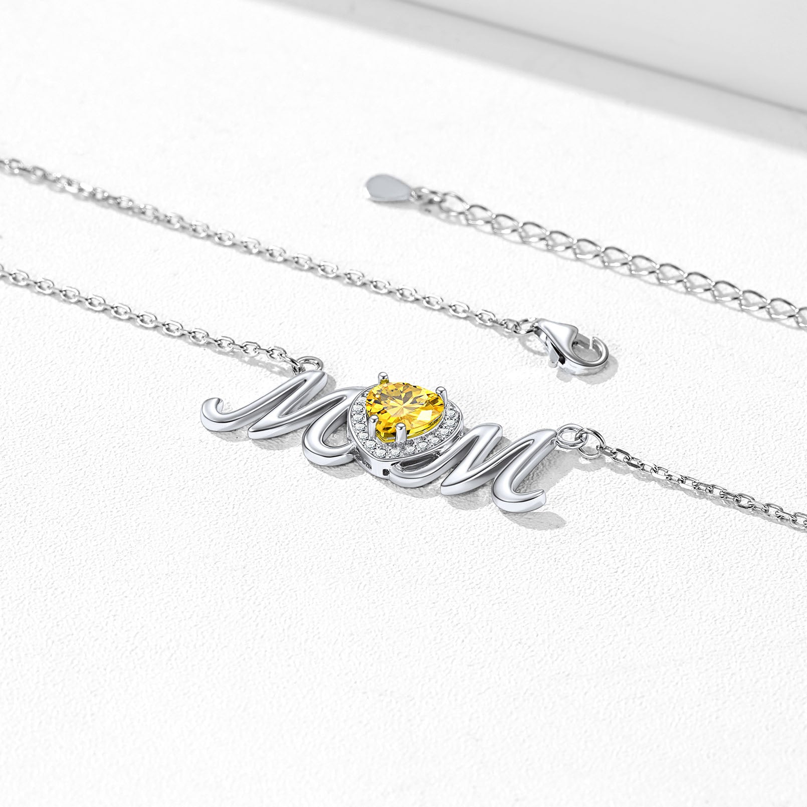 Real Birthstone Detail on Sterling Silver Mom Necklace - Hypoallergenic & Durable