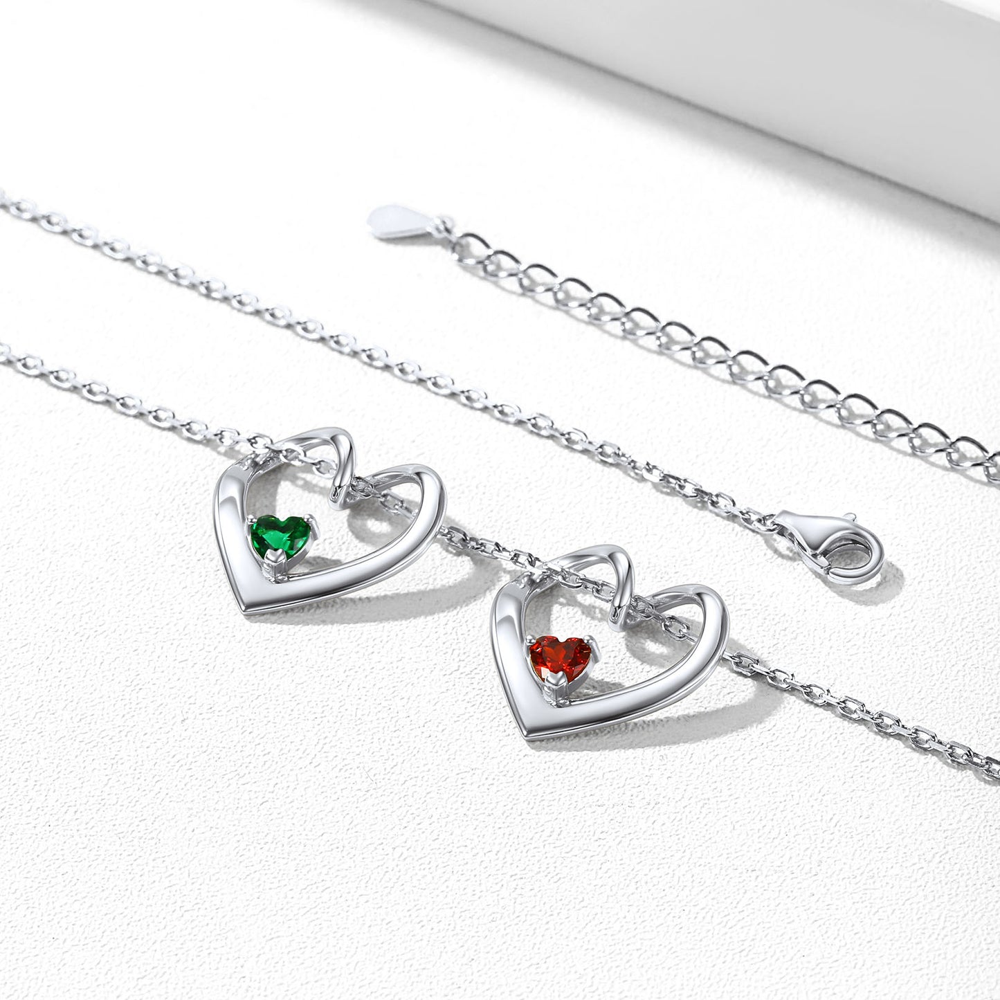 Personalized 1-5 Hearts Birthstones Necklace