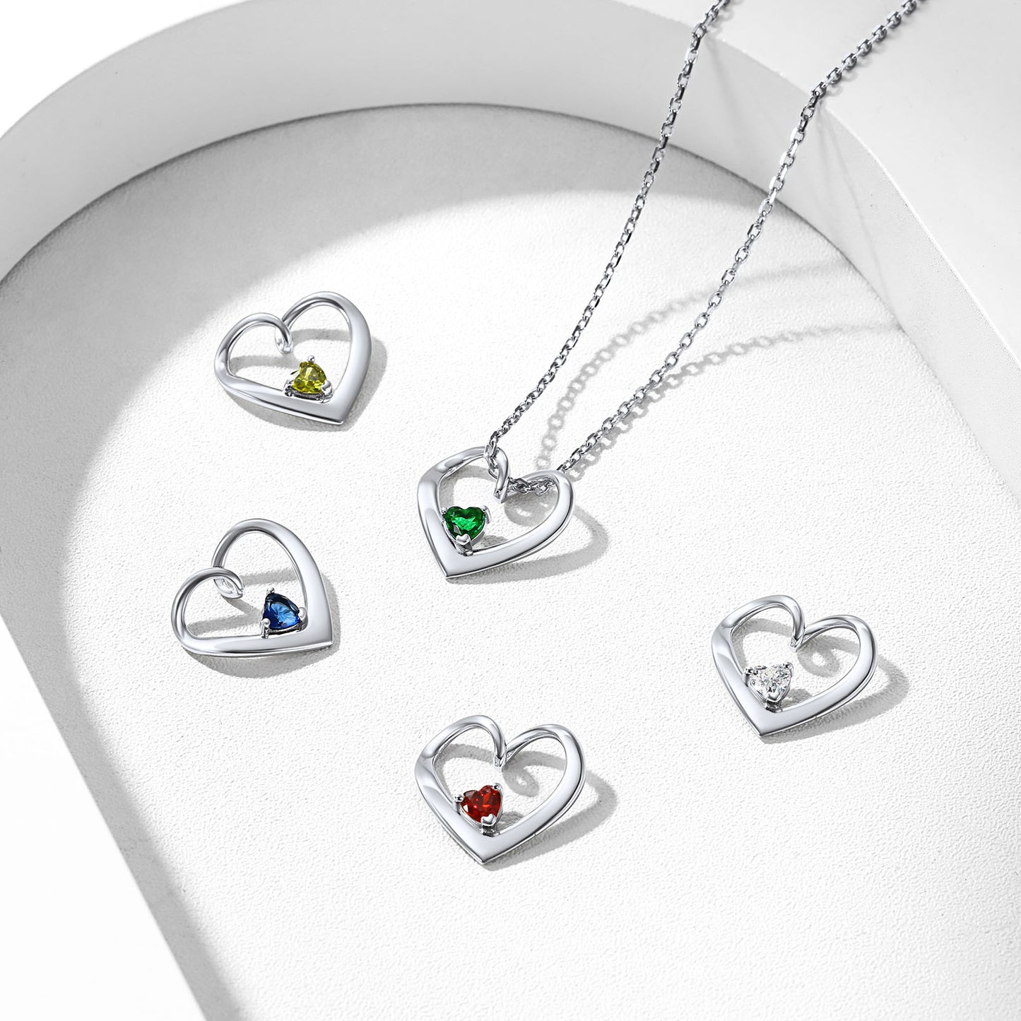 1-Heart Birthstone Necklace