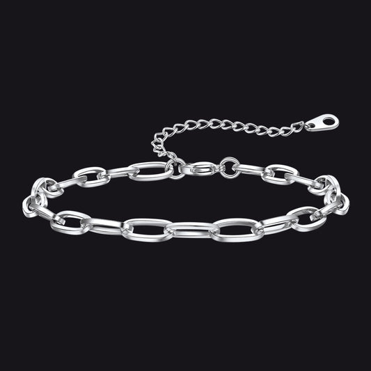 6mm silver paperclip anklet for women, chunky beach ankle jewelryimg