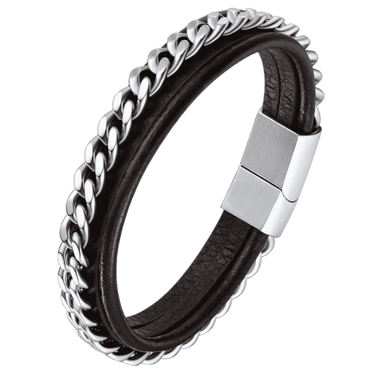 FaithHeart Black Braided Leather Bracelet Customized Cuff Wristband FaithHeartimg