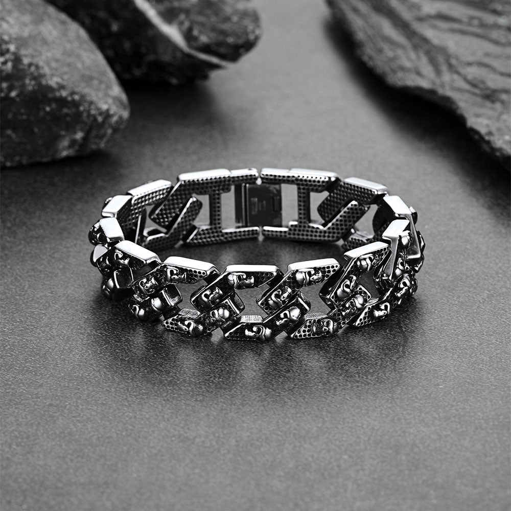 FaithHeart Gothic Skull Chunky Chain Bracelet Stainless Steel FaithHeart