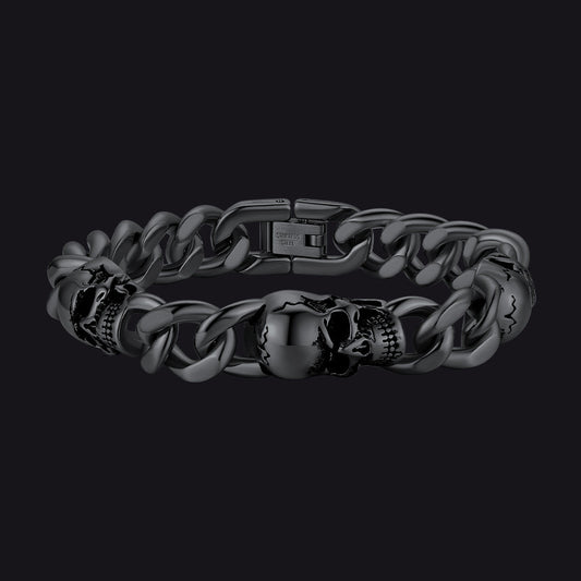 Black Gothic skull thick chain bracelet for menimg