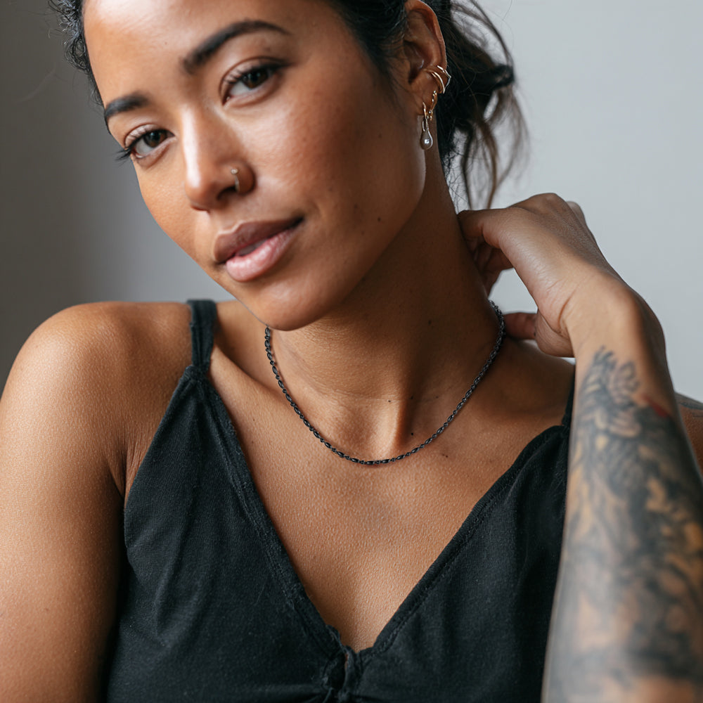 1.5MM Stainless Steel Slim Rope Chain Necklace for Women