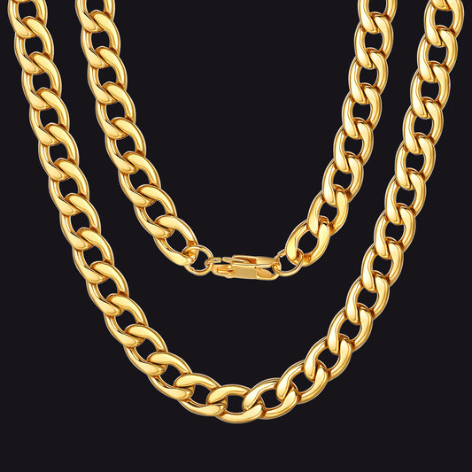 Gold Cuban Link Chain Necklace for Men and Women | Stainless Steelimg