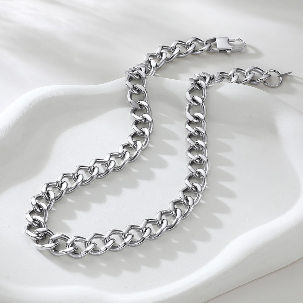 Silver chain bracelet on a white background