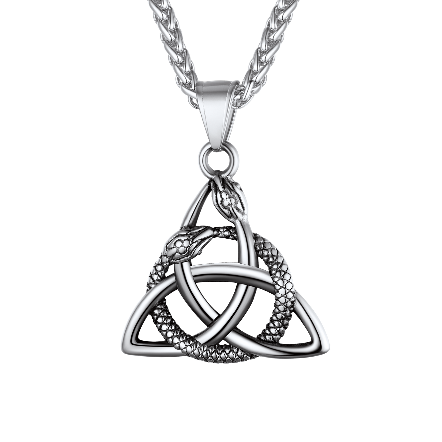FaithHeart Celtic Trinity Knot Snake Pendant Necklace For Men FaithHeart