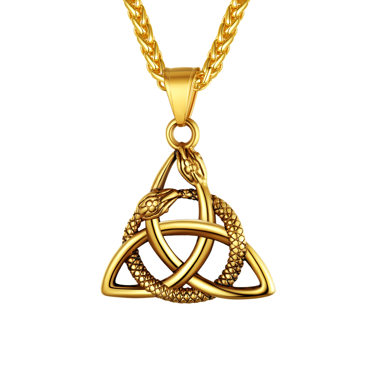 FaithHeart Celtic Trinity Knot Snake Pendant Necklace For Men FaithHeart